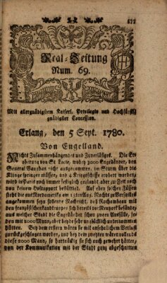 Real-Zeitung (Erlanger Real-Zeitung) Dienstag 5. September 1780