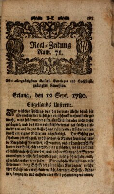 Real-Zeitung (Erlanger Real-Zeitung) Dienstag 12. September 1780