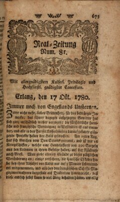 Real-Zeitung (Erlanger Real-Zeitung) Dienstag 17. Oktober 1780