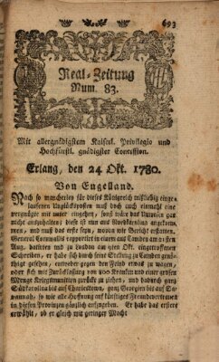 Real-Zeitung (Erlanger Real-Zeitung) Dienstag 24. Oktober 1780