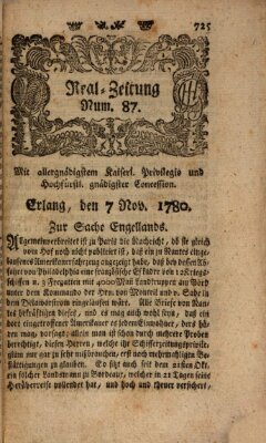 Real-Zeitung (Erlanger Real-Zeitung) Dienstag 7. November 1780