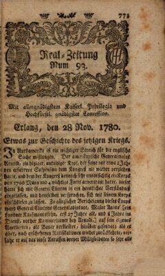 Real-Zeitung (Erlanger Real-Zeitung) Dienstag 28. November 1780