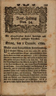 Real-Zeitung (Erlanger Real-Zeitung) Freitag 1. Dezember 1780