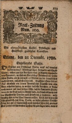 Real-Zeitung (Erlanger Real-Zeitung) Donnerstag 21. Dezember 1780