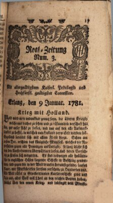 Real-Zeitung (Erlanger Real-Zeitung) Dienstag 9. Januar 1781