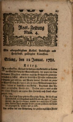 Real-Zeitung (Erlanger Real-Zeitung) Freitag 12. Januar 1781