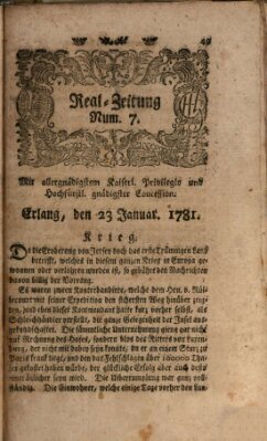 Real-Zeitung (Erlanger Real-Zeitung) Dienstag 23. Januar 1781