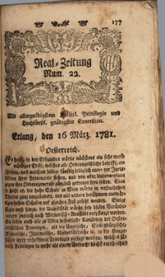 Real-Zeitung (Erlanger Real-Zeitung) Freitag 16. März 1781