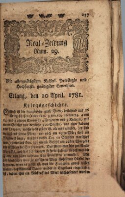 Real-Zeitung (Erlanger Real-Zeitung) Dienstag 10. April 1781