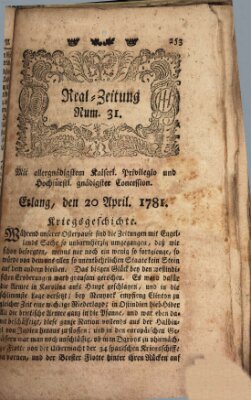 Real-Zeitung (Erlanger Real-Zeitung) Freitag 20. April 1781