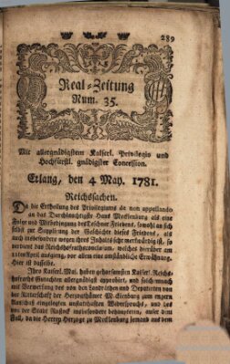 Real-Zeitung (Erlanger Real-Zeitung) Freitag 4. Mai 1781