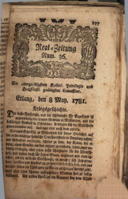 Real-Zeitung (Erlanger Real-Zeitung) Dienstag 8. Mai 1781