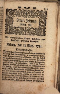 Real-Zeitung (Erlanger Real-Zeitung) Dienstag 15. Mai 1781