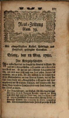 Real-Zeitung (Erlanger Real-Zeitung) Freitag 18. Mai 1781