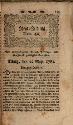 Real-Zeitung (Erlanger Real-Zeitung) Dienstag 22. Mai 1781