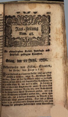 Real-Zeitung (Erlanger Real-Zeitung) Freitag 22. Juni 1781