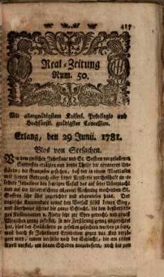 Real-Zeitung (Erlanger Real-Zeitung) Freitag 29. Juni 1781