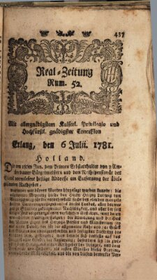 Real-Zeitung (Erlanger Real-Zeitung) Freitag 6. Juli 1781