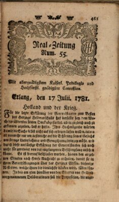 Real-Zeitung (Erlanger Real-Zeitung) Dienstag 17. Juli 1781