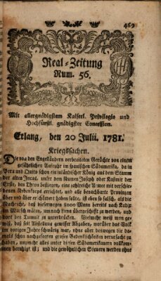 Real-Zeitung (Erlanger Real-Zeitung) Freitag 20. Juli 1781