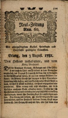 Real-Zeitung (Erlanger Real-Zeitung) Freitag 3. August 1781