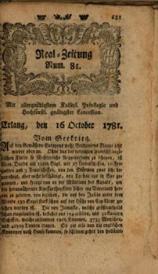 Real-Zeitung (Erlanger Real-Zeitung) Dienstag 16. Oktober 1781