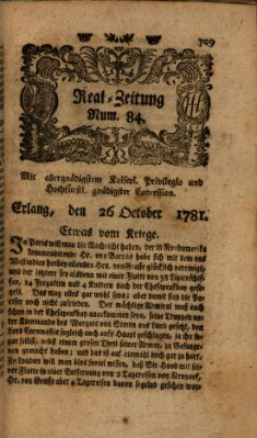 Real-Zeitung (Erlanger Real-Zeitung) Freitag 26. Oktober 1781