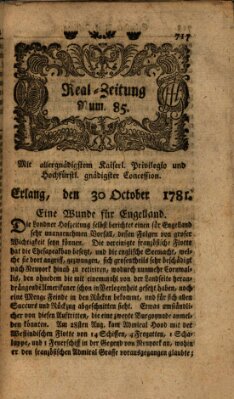 Real-Zeitung (Erlanger Real-Zeitung) Dienstag 30. Oktober 1781