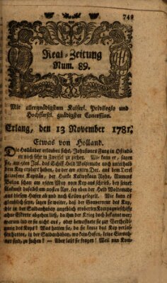 Real-Zeitung (Erlanger Real-Zeitung) Dienstag 13. November 1781