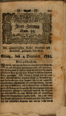 Real-Zeitung (Erlanger Real-Zeitung) Dienstag 4. Dezember 1781