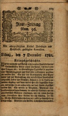 Real-Zeitung (Erlanger Real-Zeitung) Freitag 7. Dezember 1781