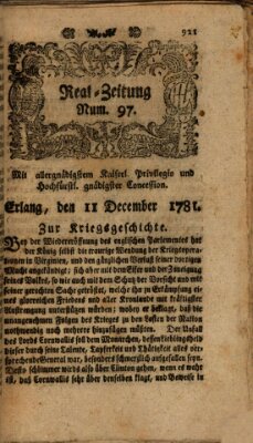 Real-Zeitung (Erlanger Real-Zeitung) Dienstag 11. Dezember 1781