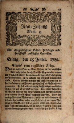 Real-Zeitung (Erlanger Real-Zeitung) Dienstag 15. Januar 1782