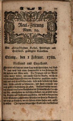 Real-Zeitung (Erlanger Real-Zeitung) Freitag 1. Februar 1782