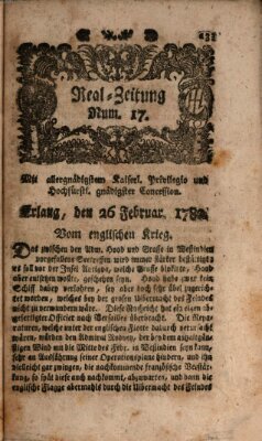 Real-Zeitung (Erlanger Real-Zeitung) Dienstag 26. Februar 1782