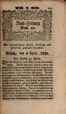 Real-Zeitung (Erlanger Real-Zeitung) Dienstag 2. April 1782