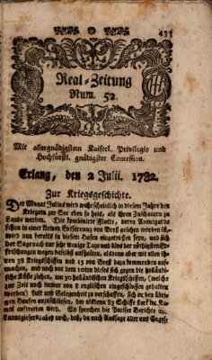 Real-Zeitung (Erlanger Real-Zeitung) Dienstag 2. Juli 1782