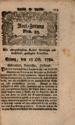 Real-Zeitung (Erlanger Real-Zeitung) Freitag 18. Oktober 1782