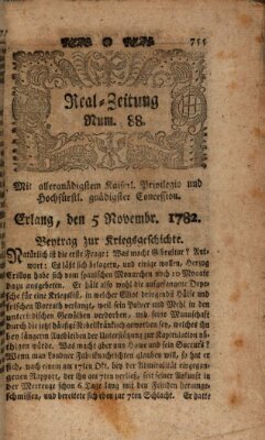 Real-Zeitung (Erlanger Real-Zeitung) Dienstag 5. November 1782