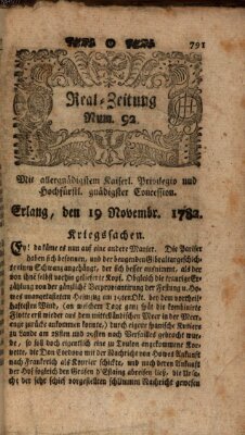 Real-Zeitung (Erlanger Real-Zeitung) Dienstag 19. November 1782