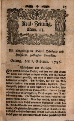 Real-Zeitung (Erlanger Real-Zeitung) Dienstag 7. Februar 1786