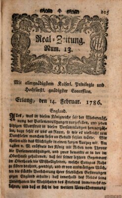 Real-Zeitung (Erlanger Real-Zeitung) Dienstag 14. Februar 1786