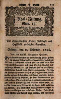 Real-Zeitung (Erlanger Real-Zeitung) Dienstag 21. Februar 1786