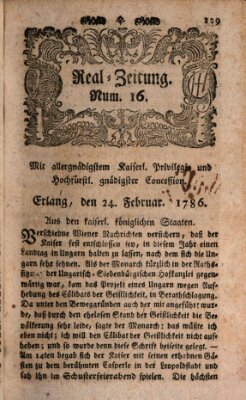 Real-Zeitung (Erlanger Real-Zeitung) Freitag 24. Februar 1786