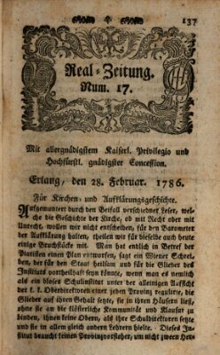 Real-Zeitung (Erlanger Real-Zeitung) Dienstag 28. Februar 1786