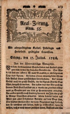 Real-Zeitung (Erlanger Real-Zeitung) Montag 17. Juli 1786