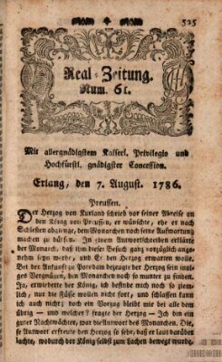 Real-Zeitung (Erlanger Real-Zeitung) Montag 7. August 1786