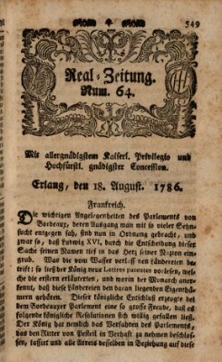 Real-Zeitung (Erlanger Real-Zeitung) Freitag 18. August 1786