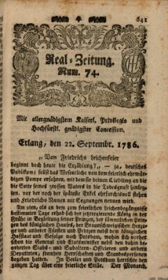 Real-Zeitung (Erlanger Real-Zeitung) Freitag 22. September 1786