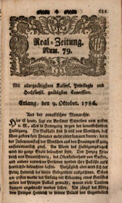 Real-Zeitung (Erlanger Real-Zeitung) Montag 9. Oktober 1786